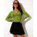 Elegant Women's Solid Color Collared Button down Cardigan T-Shirt Long Sleeved Slim Fit Mesh Sheer Top for Spring/Summer_ecoleips.com