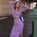 2025 Autumn Winter Slit Dress Deep V High Elastic Wool Sweater Set For Women_ecoleips.com