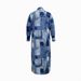 Longline Denim Print Windbreaker Coat For Women - Versatile Blue Collarless Jacket Versatile Full-Zip Closure_ecoleips.com