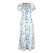 AD451 's New Seaside Vacation Bubble Sleeve Long Dress, High-end Floral Print Dress_ecoleips.com