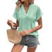Aria Basics Aria Basics 2025 European And American Cross-Border Summer New Casual Women's Jacquard V-Neck Loose Short Sleeve Shirt_ecoleips.com