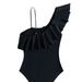Women's Clothing New Multi Color Ruffled One Shoulder Mesh Hollow Sexy One Piece Swimsuit Female Bikini_ecoleips.com