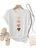 European And American Cross-border Foreign Trade Women's Clothing, Simple Heart-printed Round-neck Short-sleeve T-shirt_ecoleips.com