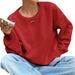 Women's Clothing Pink Sweet Round Neck Casual Soft Knit Sweater Casual Round Neck Long Sleeve Pullover - Pastel Pink, White, Black & More Colors_ecoleips.com