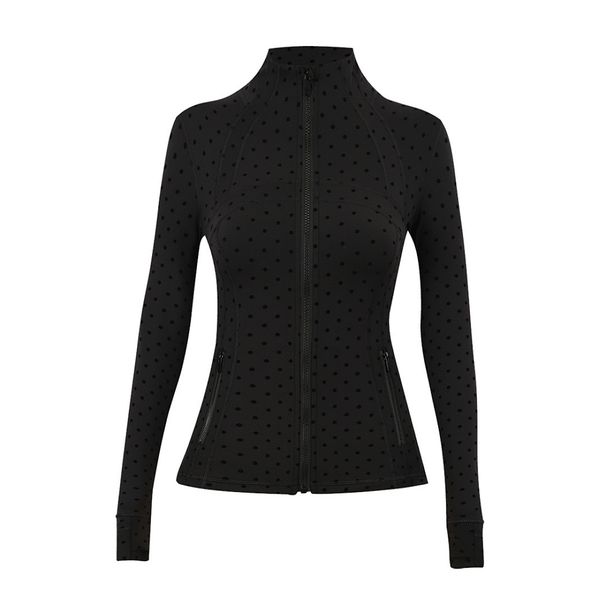 Women's Slim Fit Polka Dot Jacket Waist Defining Running Outdoor Yoga Wear Nude Feel Top In Stock_ecoleips.com