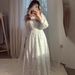 Elegant Floral Print Long Dress Square Neck Lace Up Sophisticated Style European American Women's Clothing Cinching Waist Design_ecoleips.com