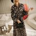 Women Retro Floral Print Office Shirt Dress Elegant Turn-down Collar Button Split Long Dress Autumn Long Sleeve Loose Maxi Dress_ecoleips.com