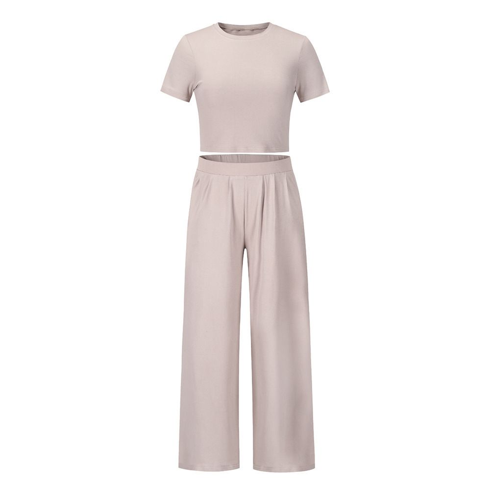 Fashion Casual 2025 Spring Summer New Short Sleeve T-Shirt + Long Pants Two-Piece Set Plus Size Women's Clothing_ecoleips.com