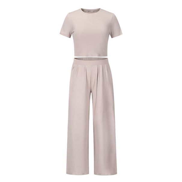 Fashion Casual 2025 Spring Summer New Short Sleeve T-Shirt + Long Pants Two-Piece Set Plus Size Women's Clothing_ecoleips.com