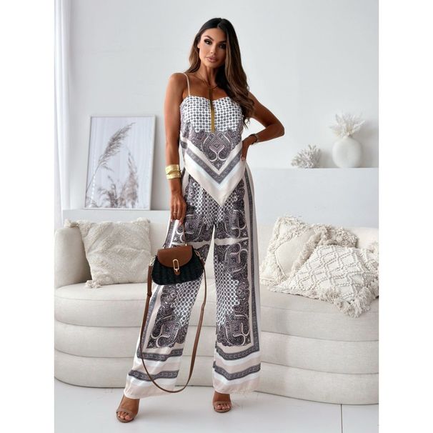 Women's Clothing New Fashion Printed Suspenders Chest Wrap Positioning Flower Pants Two Piece Suit_ecoleips.com