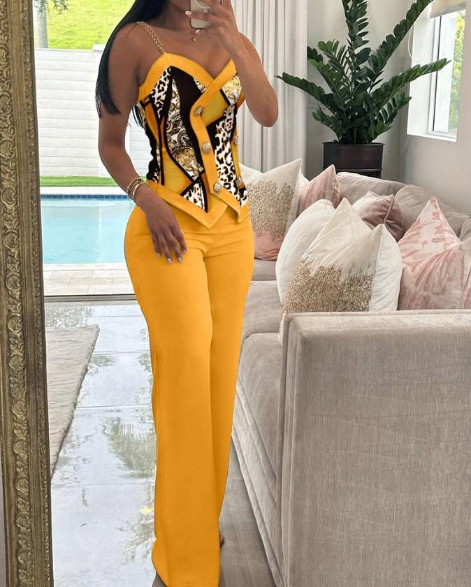 Fashionable Double-breasted Suspender Suit For Women, Commuter Casual Suit_ecoleips.com