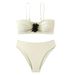 Elegant Floral Bikini Set – Solid Color & 3D Floral Accents (Stylish & Comfortable For Beach & Pool)_ecoleips.com
