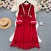 Bohemian Vacation Dress – Flowy A-Line Midi Dress With Tie Waist & Fringe Detail (Beige/Burgundy/White/Black, One Size)_ecoleips.com