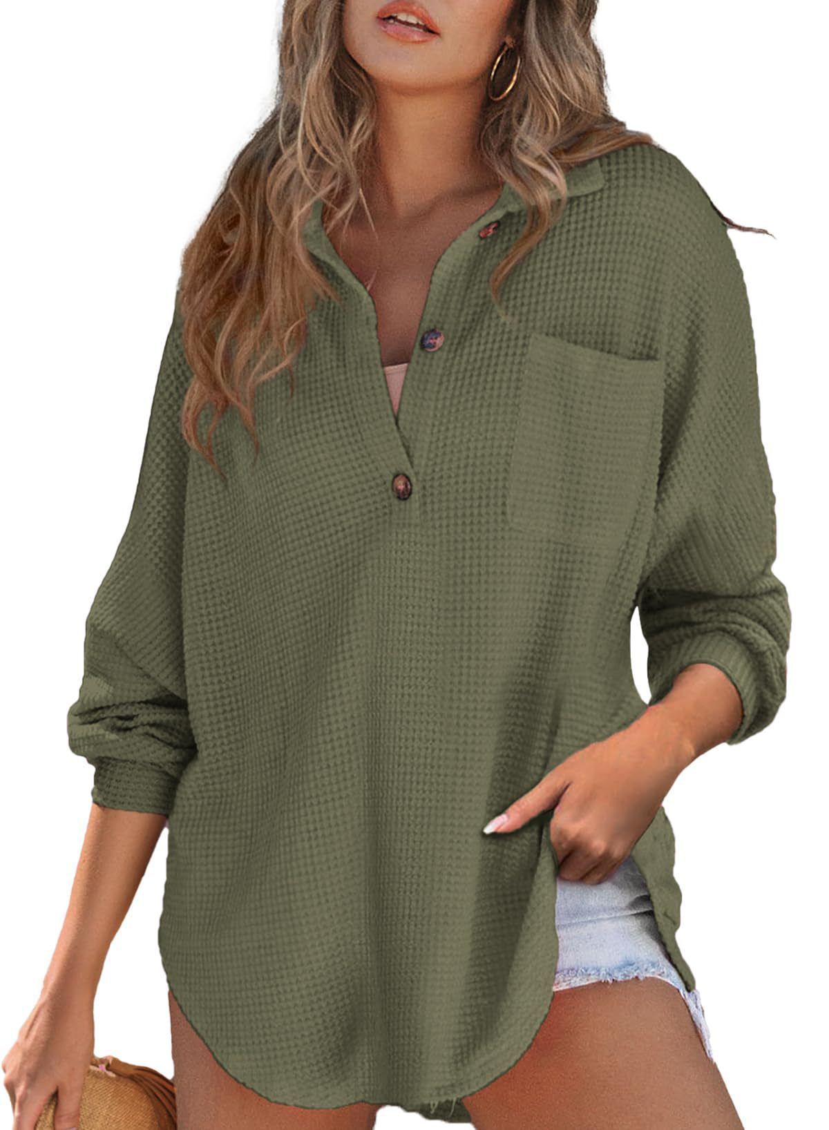 Women's Cross-Over Knitted Top Autumn Winter Hot Waffle Waist T-Shirt_ecoleips.com