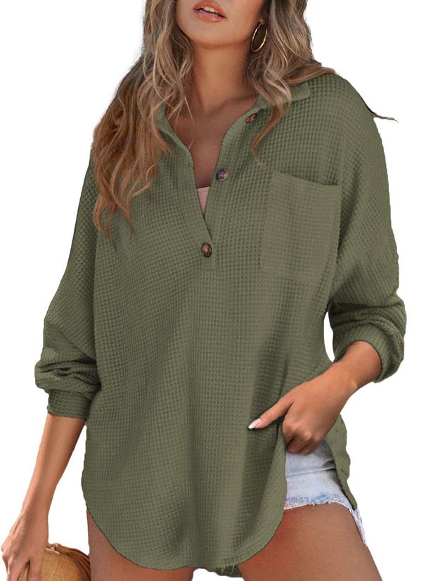 Women's Cross-Over Knitted Top Autumn Winter Hot Waffle Waist T-Shirt_ecoleips.com