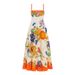 Women's Clothing Personalized Linen Positioning Flower Suspender Large Swing Dress_ecoleips.com