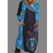 Bohemian Print Long Sleeve Maxi Dress – Ethnic Floral Pattern, Loose Fit, Round Neck, Plus Size Available_ecoleips.com