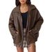 Women's Oversized Biker Jacket Faux Leather Coat Long Sleeve Motorcycle Outerwear For Fall Winter Fashion_ecoleips.com
