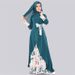New Cross-border Middle Eastern Arab Turkish Pullover Slim-fit Long Dress, Elegant Mid-length Printed Tie Dress_ecoleips.com
