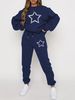 Women's Autumn And Winter Hip-hop Casual Street Five Pointed Star Pattern Printed Round Neck Sports Shirt+sports Pants Set-547_ecoleips.com