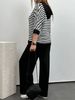 Women's Clothing Striped Mid-Sleeve Hooded Sweatshirt & Solid Color Slimming Straight Leg Trousers Two Piece Set Casual Spring/Autumn Summer Outfit_ecoleips.com
