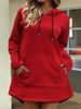 plus Size Women's Long Sleeve Hoodie Dress Solid Color with Pockets Autumn Winter Fashion European American Style Casual Dress_ecoleips.com