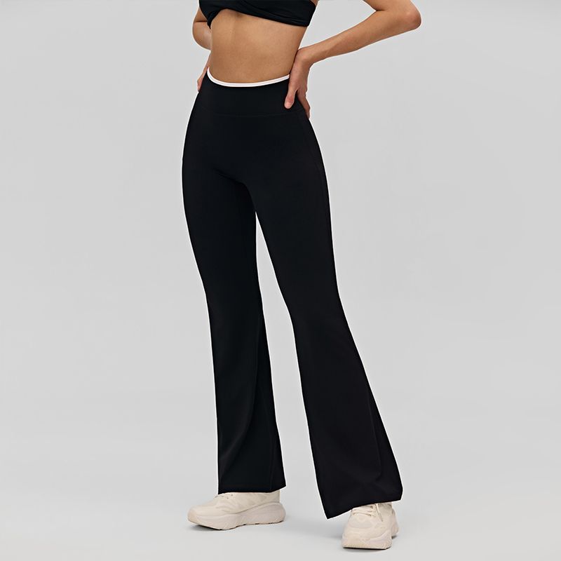 Women High Rise Flared Fitness Trousers_ecoleips.com