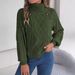 2026 Casual Solid Color Button Twist Turtleneck Lantern Sleeve Pullover Sweater Women's Clothing_ecoleips.com