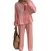 European And American Cross-border Ready-to-ship 2024 Spring/autumn Fashion Casual Lantern Sleeve Tie-up Top Set In_ecoleips.com
