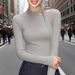 Elegant Off-Shoulder Long Sleeve T-Shirt High Neck Slim Fit Trendy Inner Layer Top for Women Sexy Ribbons Design New Style 2025_ecoleips.com