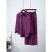 plus Size Loose Fit Long Sleeve Shirt And Wide Leg Pants Stretch Wrinkled Fashionable Sports Suit For Women_ecoleips.com