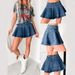 2025 Summer Style Hot Girl Studded A-line Pleated Women's Denim Skirt 8947_ecoleips.com