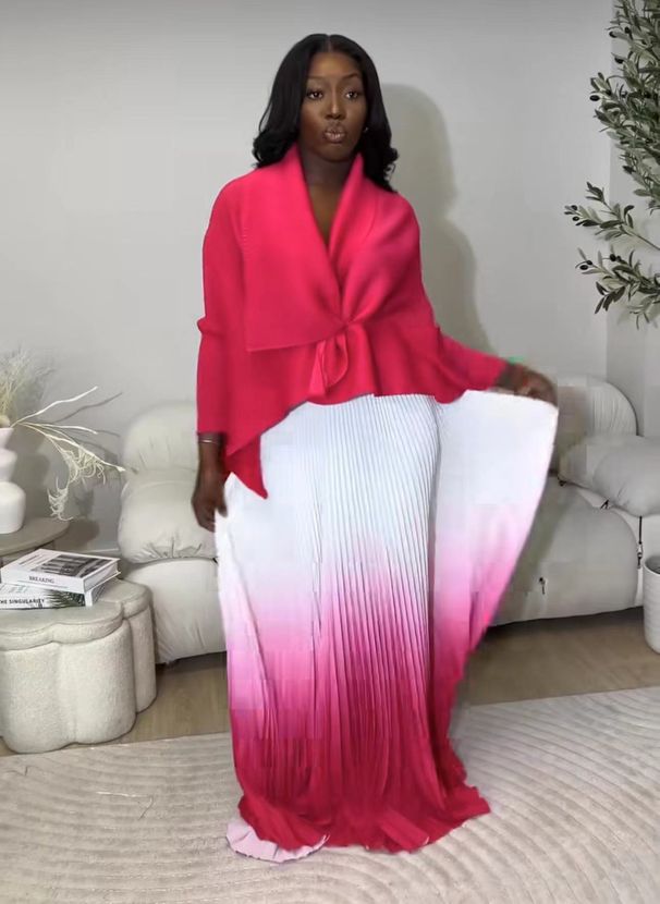 Women's Clothing Gradient Color Digital Printing Skirt Set_ecoleips.com