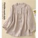 Aria Basics Aria Basics Foreign Trade Italian Women's Clothing***Discounted Cotton-Linen Shirt, Lightweight Loose-Fit Slimming Three-Quarter_ecoleips.com