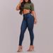 Women's Clothing Fashion Dark Blue Hip Lifting Modified Hip Line Craft High Waist Tight Skinny Jeans_ecoleips.com