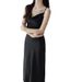 MZOMXL Acetate Texture Satin Swing Collar Strap For Women's Summer New Sleeveless Stunning Long Dress_ecoleips.com