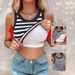 Women's Clothing Fashion Lace Contrast Color Stitching Sleeveless Ribbed Top With Chest Cup_ecoleips.com