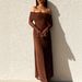 Elegant Mesh For Women 2025 Spring New Sexy Off-Shoulder Flare Long Sleeve Bodycon Dress_ecoleips.com
