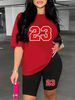 Summer Women's Casual Fashion 23 Letter Graphic Print Loose T-shirt Shorts Two-piece Set Sportswear Suitable For Daily Wear-143_ecoleips.com