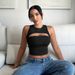 Voya 2026 Spring/summer New Women's Sexy Hollow Tank Top Slim Fit Ultra Short Crop Top With Exposed Navel_ecoleips.com