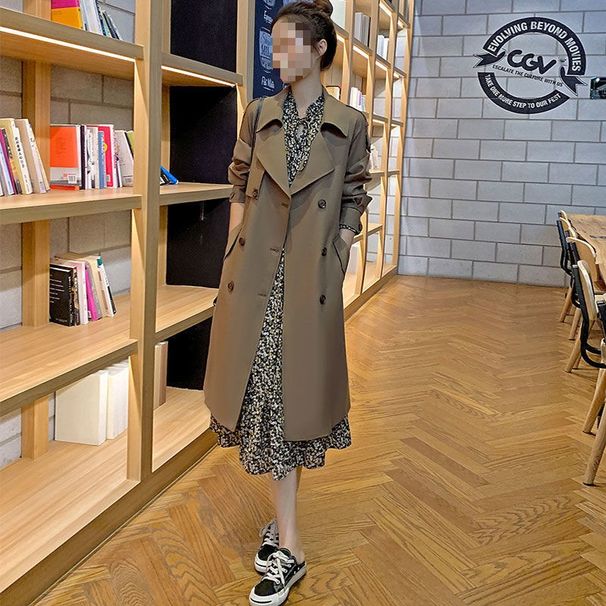 Windbrakr For Womn, Mid-Lngth, 2025 Nw Fashion, Autumn High-End Fl, Elgant Slimming Ovr-th-Kn Coat, Plus_ecoleips.com