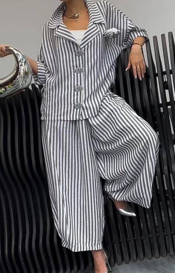 Women's Clothing Autumn Commuter Thickened Casual Striped Jacket Regular Fit Flower Patterned Suit Outerwear For Spring_ecoleips.com