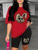 Summer Women's Casual And Fashionable Cartoon Rabbit Print Loose T-shirt+shorts Two-piece Sportswear Suitable For Daily Wear-106_ecoleips.com