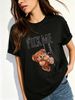 Women Cute Claw Machine Teddy Bear Pick Me Letter Graphic T Shirt Round Neck Short Sleeve Loose Casual Summer Tops_ecoleips.com