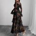 Large Stock Two-Piece Set Black Strap Floral Elegant Temperament Super Fairy Sweet French Mid-Length Dress_ecoleips.com