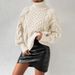 Chunky Knit High Neck Sweater – Oversized Winter Pullover For Women (White/Camel, S/M/L/XL)_ecoleips.com