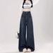 Plus-Size Relaxed Fit Jeans For Women – High-Waisted Wide-Leg Denim Pants With Flannel Lining (Dark Blue, S-2xl)_ecoleips.com