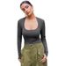 Voya Women's Fashion Trend Simple Style Jumpsuit For Spring And Summer, Comfortable Wearing On The Abdomen, Base Top_ecoleips.com