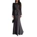 Women's Casual Fashion Bodycon Skirt Set round Neck Belt Long Sleeve Top Two Pieces Cross Border European American Style_ecoleips.com
