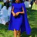 Women's Fashion Solid Color Round Neck Pleated Shawl Banquet Party Evening Dress Independent Website Foreign Trade D3303_ecoleips.com